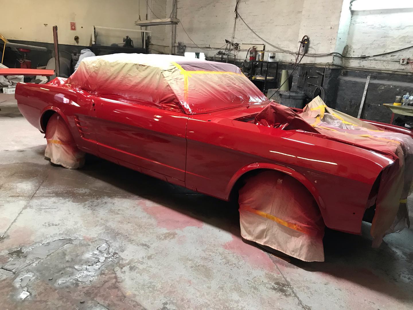 Classic Ford Mustang custom paint refinish in downdraft booth